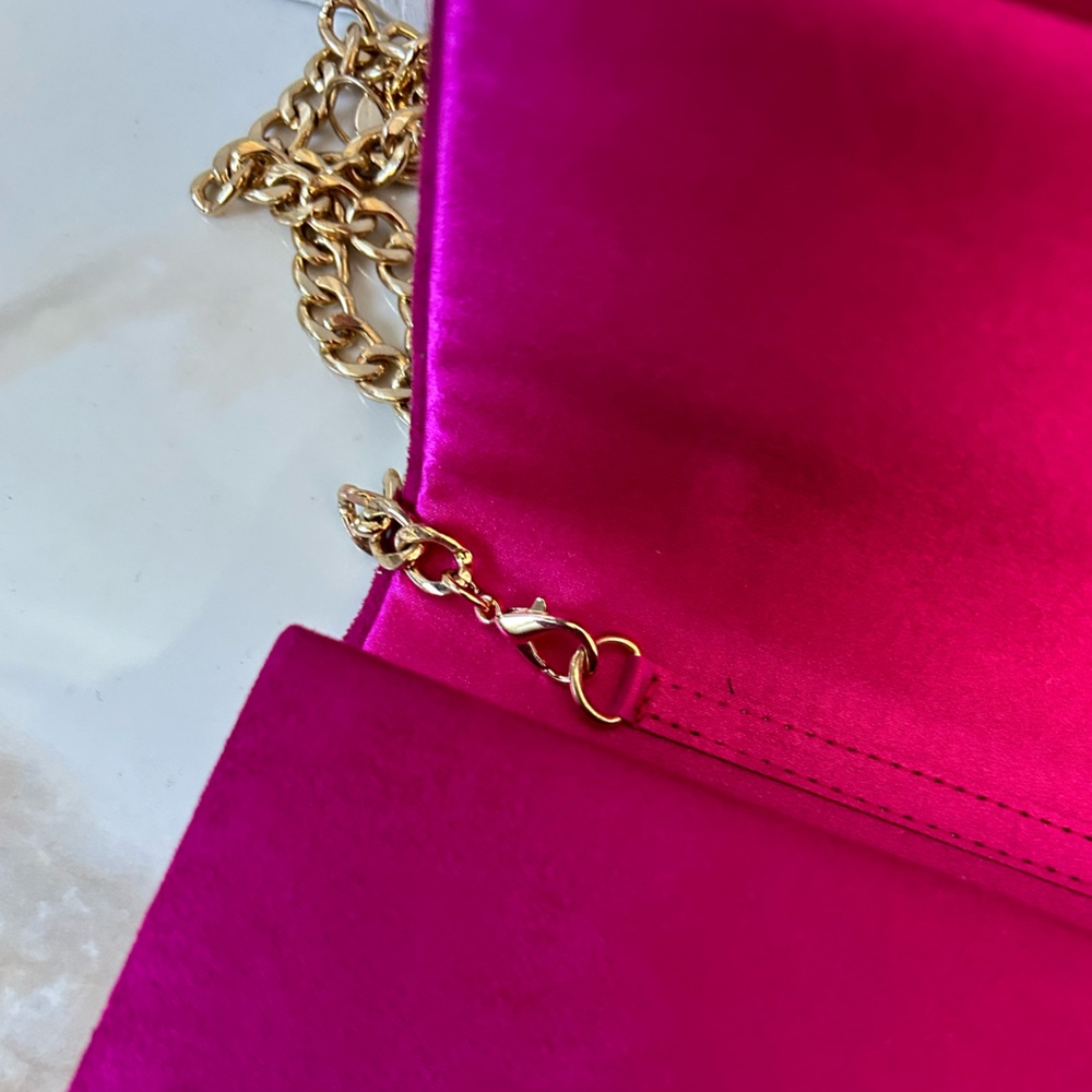 Ava & Lina Magenta Micro Suede Flap Clutch 5" x 12" x 2" - Picture 10 of 13